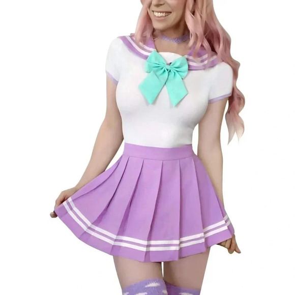 Littleforbig Cotton Sailor Purple Bodysuit Cosplay Magical Onesie Skirt - Picture 1 of 8